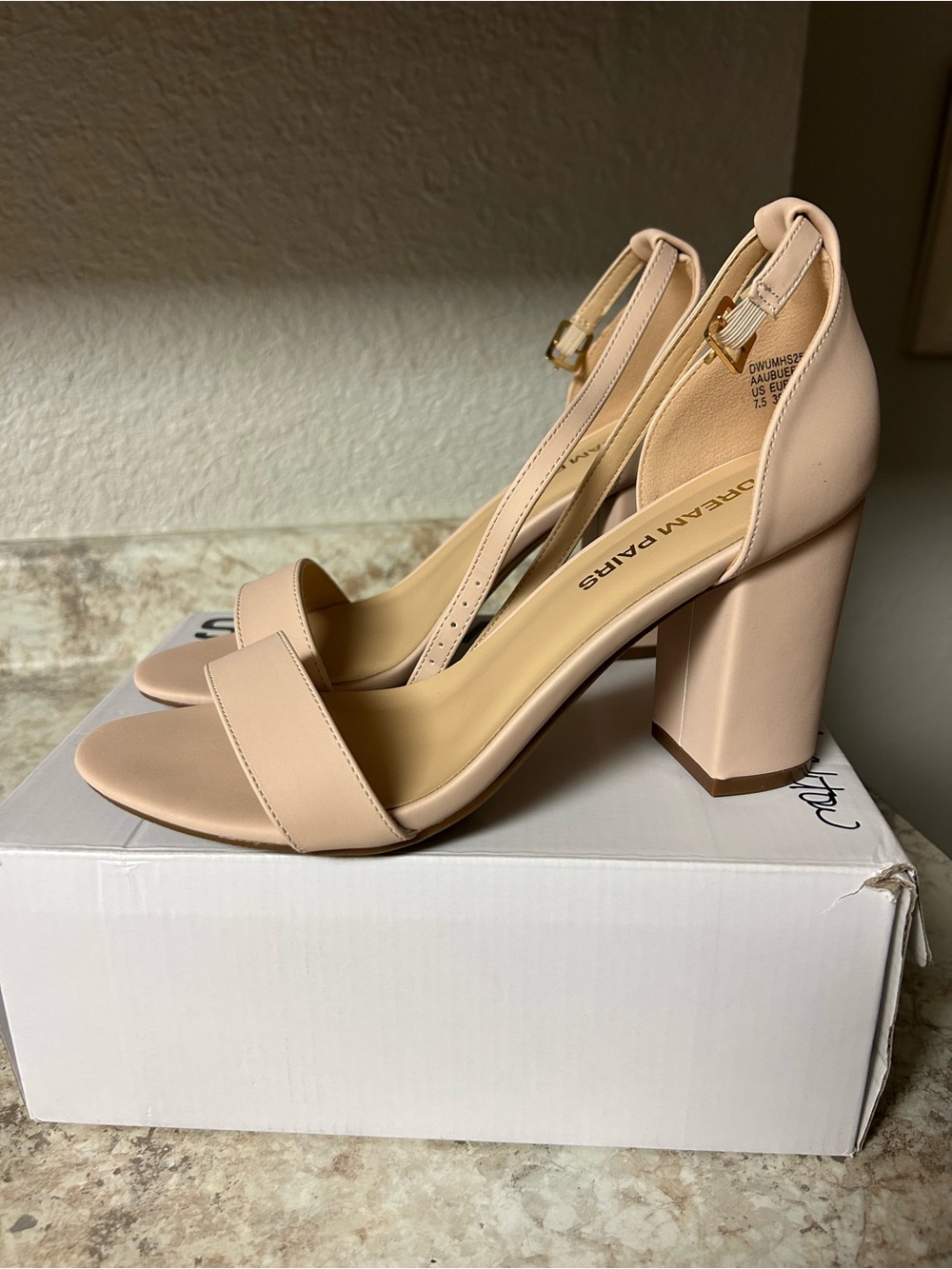 Worn Once • Dream Pairs Nude/Pale Pink Block Heel Ankle Strap Sandals